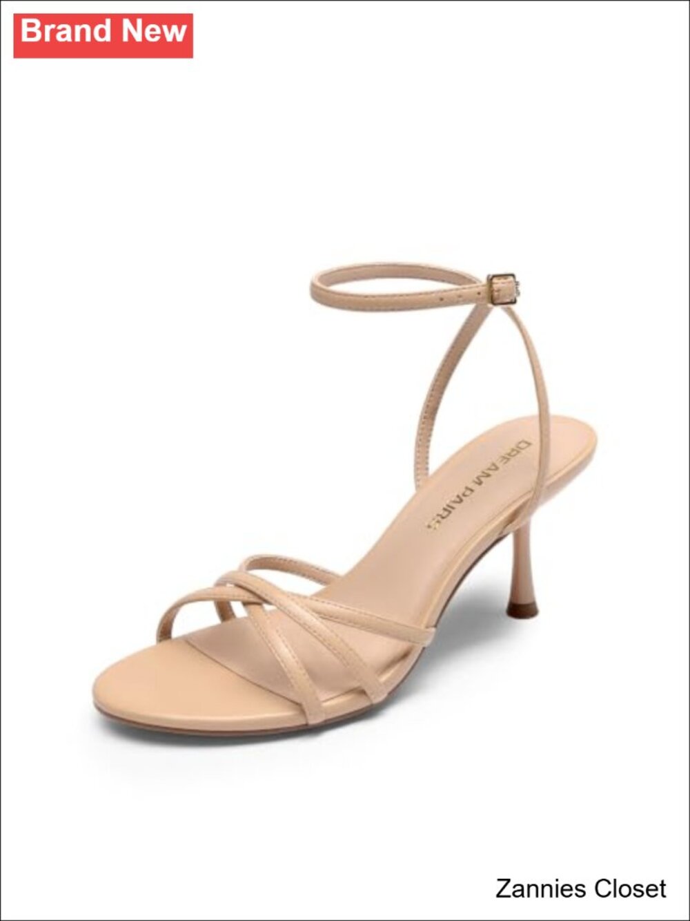 ✨Women's Kitten Heel Ankle Strap Sandals Strappy Faux Leather Heels